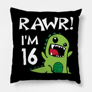 16th Birthday Dinosaur Pillow