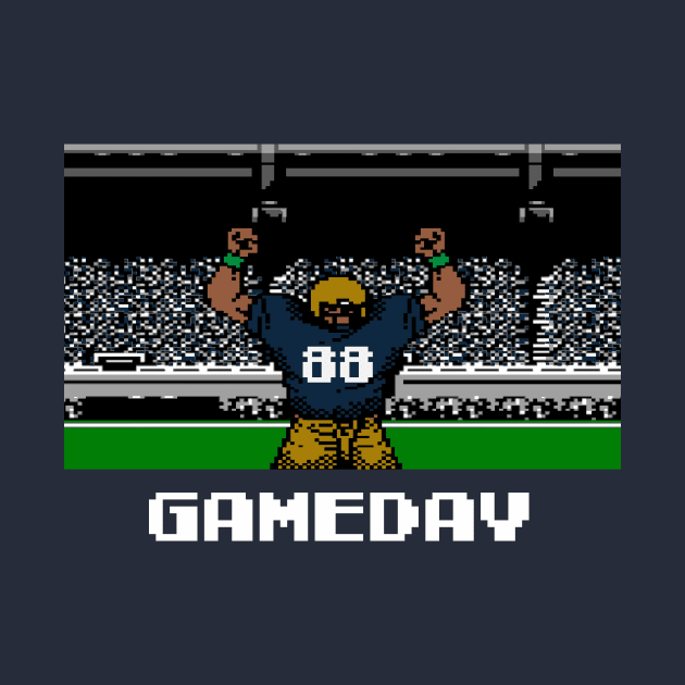 Blue and Gold Football Gameday Retro 8 Bit Linebacker by SLAG_Creative