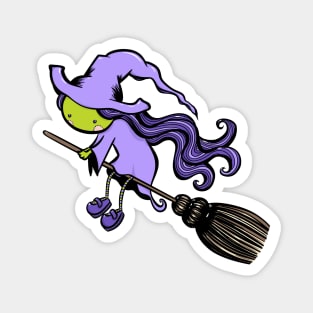 Cute Witch on Broom Magnet