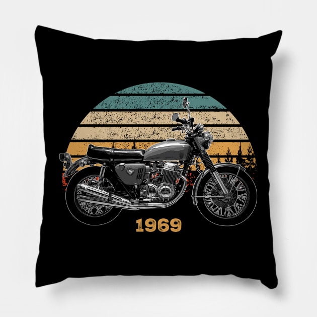 1969 Honda CB750 Vintage Motorcycle Design Pillow by Madisen Harvey