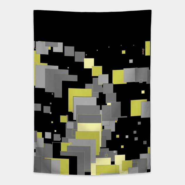 Square Rose in Greys and Yellows Tapestry by JWCoenMathArt