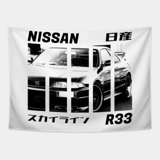 NISSAN SKYLINE GT-R R33 Black 'N White 3 Tapestry