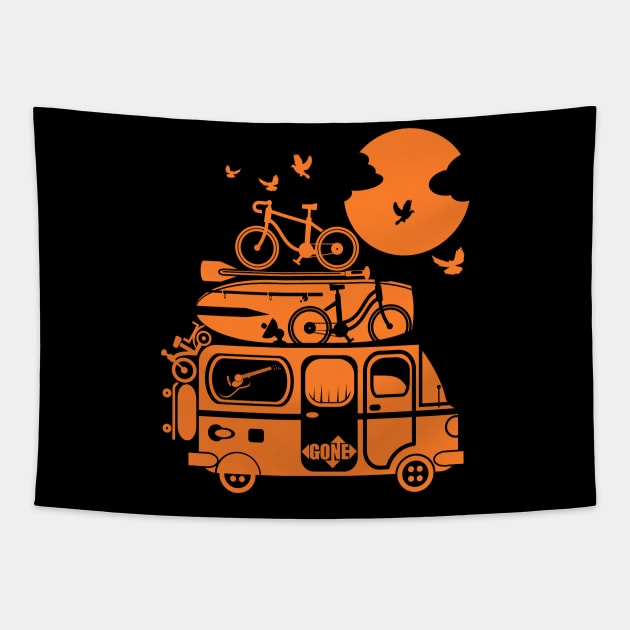 Campervan holiday family vacation Tapestry by mailboxdisco