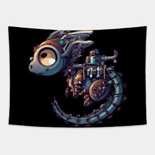 Steampunk Kawaii Dragon Robot Tapestry