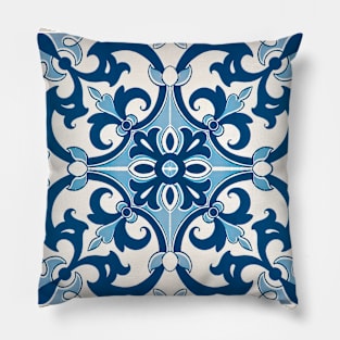 Azulejo Fleur De Lis Style Pattern Pillow