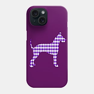 Purple Harlequin Great Dane Silhouette Phone Case