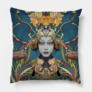 Beautiful girl exotic goddess flowers Pillow