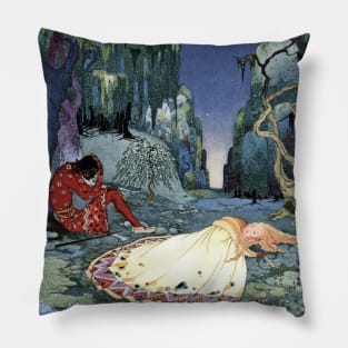 Ourson and Violette by Virginia Frances Sterrett Pillow