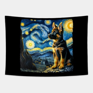 Starry German Shepherd Dog Portrait - Dog Portrait Tapestry