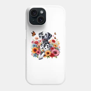 A dalmatian with beautiful colorful flowers Phone Case