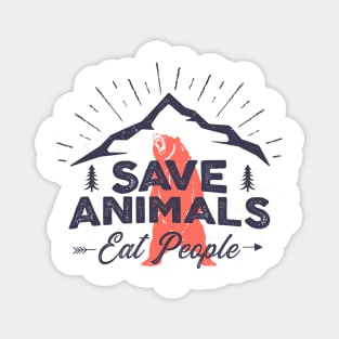 Save Animals Eat People Distressed Magnet