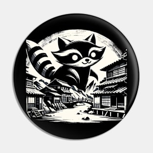 Japanese Big Raccoon Pun Funny Raccoon Pin