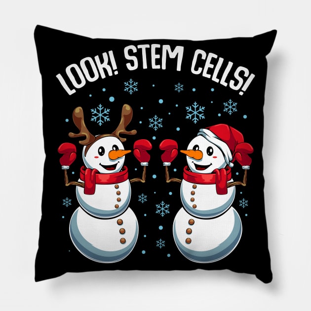 Snowman - Look! Stem Cells! Funny Science Xmas Pillow by Lumio Gifts