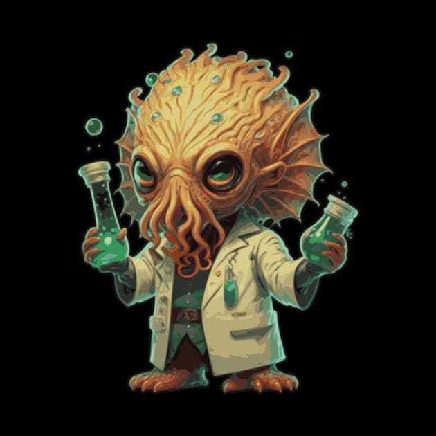 Cthulhu Scientist - cute and funny Cthulhu as a Chemist! by InfinityTone