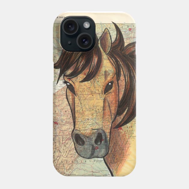 Chincoteague Pony on Map Phone Case by lizstaley