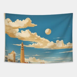 Beaches of Mar del Plata Argentina Vintage Tourism Poster Tapestry