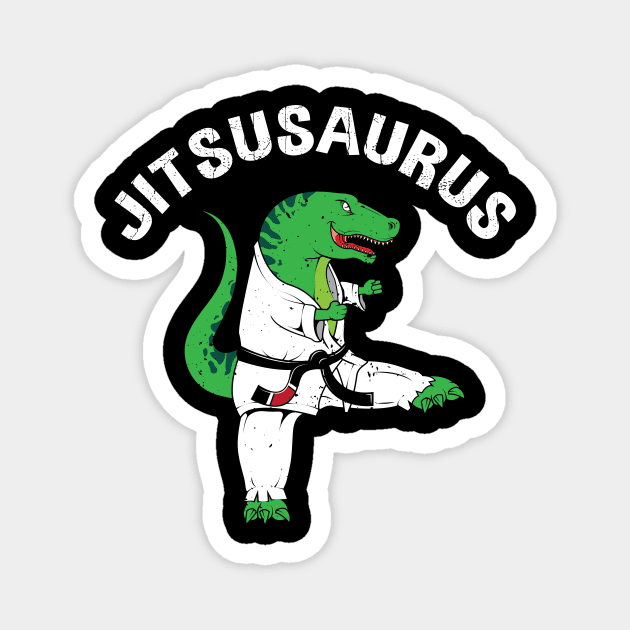 Jiujitsu & T rex dinosaur with rank belt of black tshirt Magnet by tmuzaa