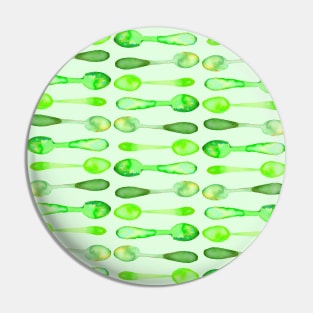 Green Watercolor Spoons Pin