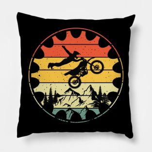 Vintage Mountain Biking Funny Retro Gear MTB Bicycle Rider Pillow