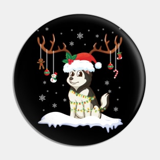 Alaskan Malamute Reindeer Santa Noel Costume Dancing On Snow Pin