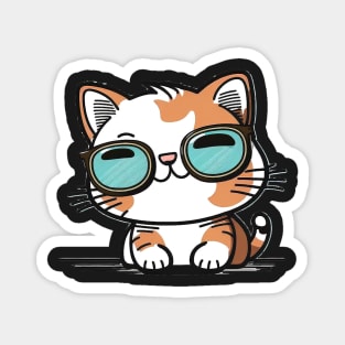 Cute ginger cat wearing sunglasses Magnet