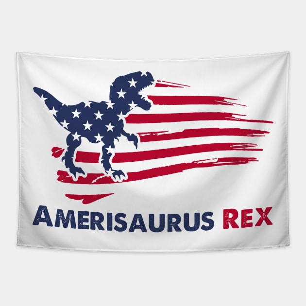 4th Of July Dinosaur Amerisaurus T Rex USA American Flag Tapestry by Studio Hues