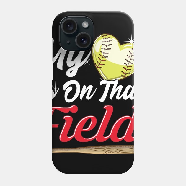 My Heart is on That Field! Softball Family Gift Phone Case by Jamrock Designs