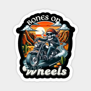 skeleton on motorbike road trip Magnet