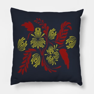 Folk flowers floral art print Flowers abstract art Pillow