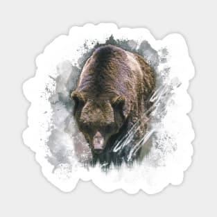 Brown Bear Grizzly Animal Wildlife Jungle Nature Adventure Watercolor Magnet