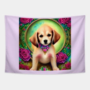 Cute Little Puppy Portrait Tapestry