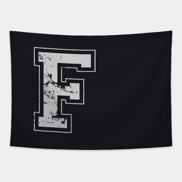 Initial Letter F Gray Jersey Sports Athletic Player Tapestry by porcodiseno