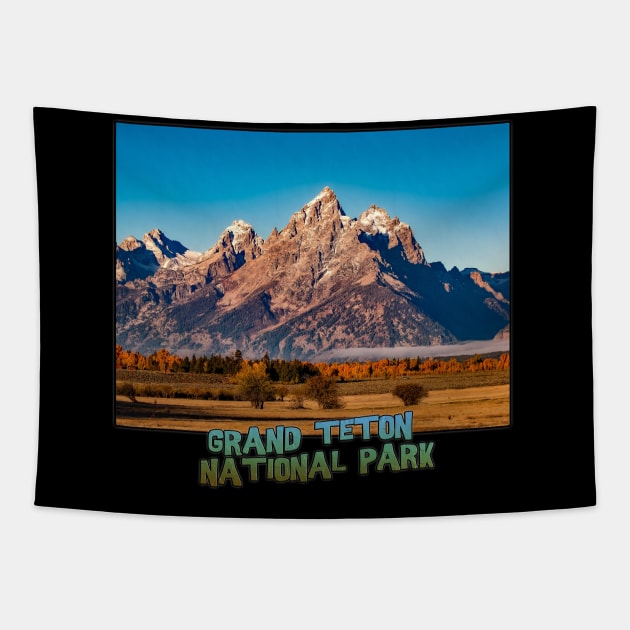 Wyoming State Outline (Grand Teton National Park) Tapestry by gorff