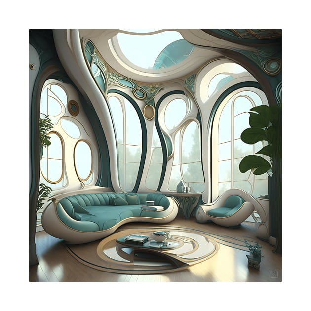 [AI Art] My future living room, Art Nouveau Style by Sissely