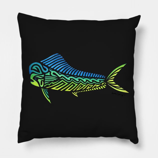 Tribal Mahi Mahi Pillow by artsytoocreations