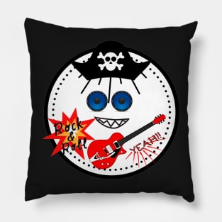 Drawing of a Rock star Pirate &amp;amp; roll Pillow