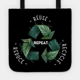 Recycling Logo with Leaves and Green Plants. Go Green, Recycle Symbol, Save the Earth Earth Day Awareness April 22 Tote