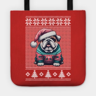 ugly christmas British bulldog sweater Tote