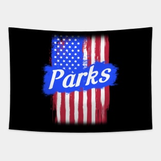 American Flag Parks Family Gift T-shirt For Men Women, Surname Last Name Tapestry