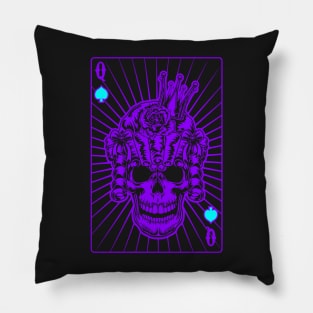 Queen of Spades Purple Skull Pillow