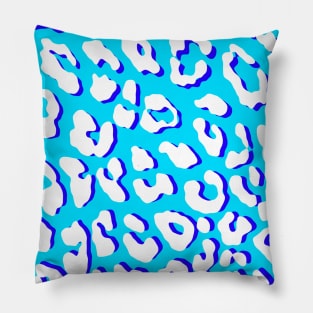 White Leopard Print Blue Navy Pillow