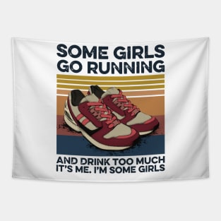 Running & Drinking Love some girls go running and drink too much Tapestry