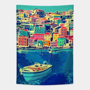 Port of Corfu in Greece Tapestry