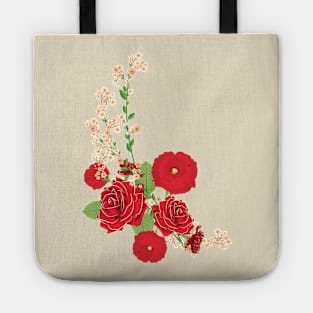 Red Roses and Poppies Ornament Tote