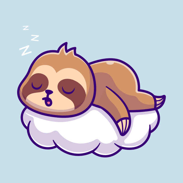 Cute Sloth Sleeping On Cloud Cartoon by Catalyst Labs