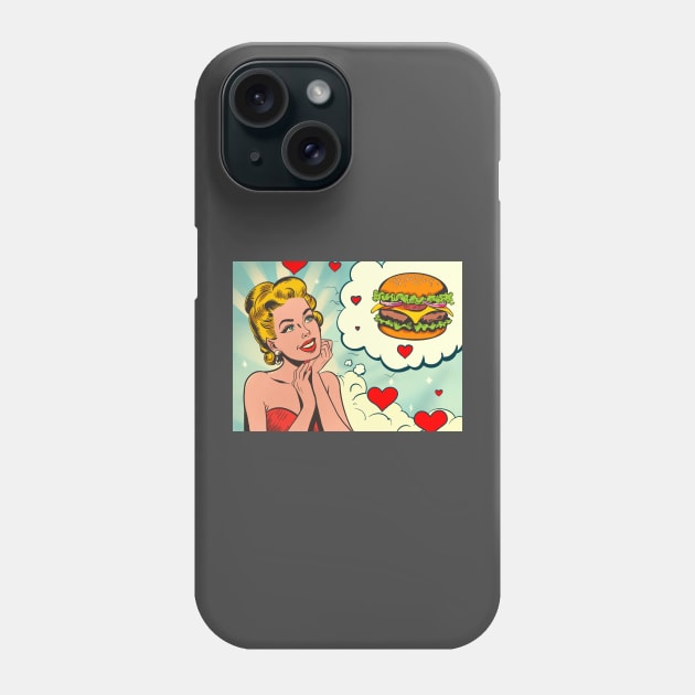 Valentine’s day hamburger vintage love Phone Case by Horrible Bunny