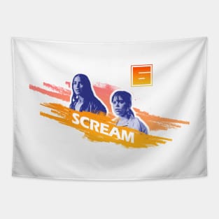 scream VI  (Scream 6) Melissa Barrera (Sam Carpenter) - Jenna Ortega (Tara Carpenter) scary horror movie graphic design by ironpalette Tapestry