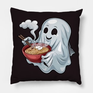 Cute ghost offering ramen noodles Pillow