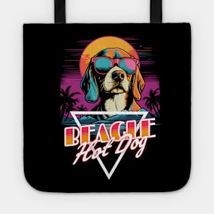 Retro Wave Beagle Hot Dog Shirt Tote