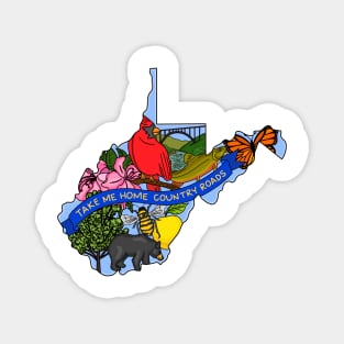 West Virginia State Symbols Art Magnet